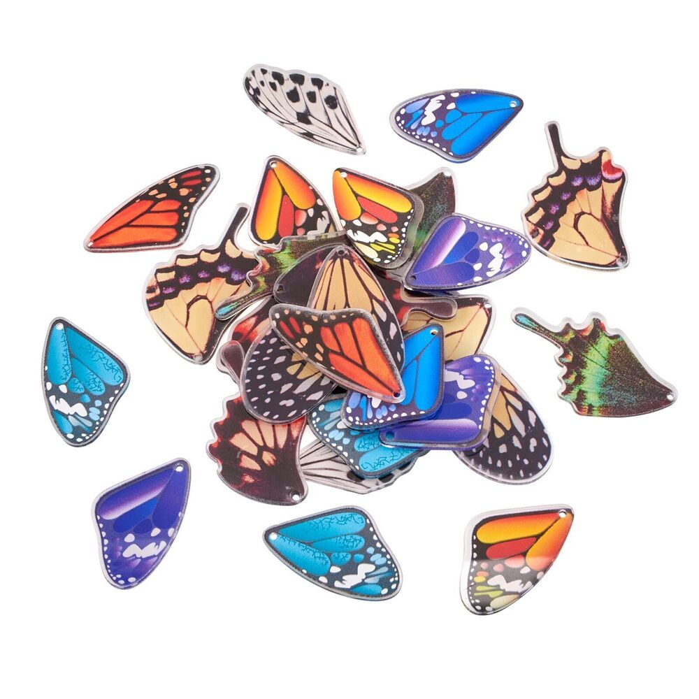 6502 40Pcs Acrylic Butterfly Wings Charms Fairy Wings Earring Charms